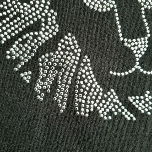 ANNE KLEIN / Micro Gem Studded Lion Logo Boat Neck Black Tee Sz S - Picture 7 of 11